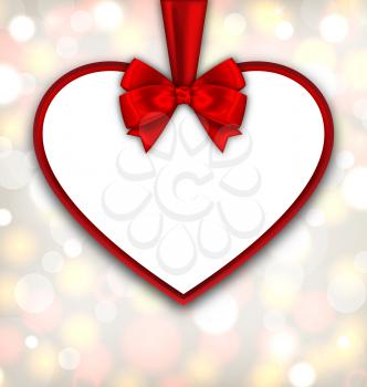 Red Border shape form Heart from ribbon Valentine day background - vector