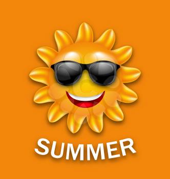 Illustration Cool Happy Summer Sun in Sunglasses - Vector 