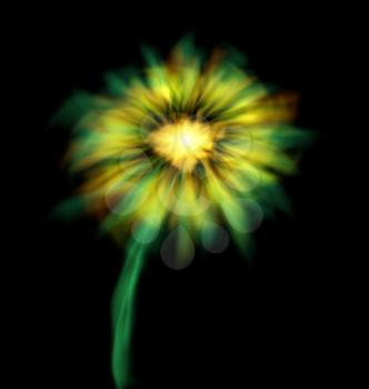 Illustration Abstract Glowing Flower Isolated on Black Background - Vector