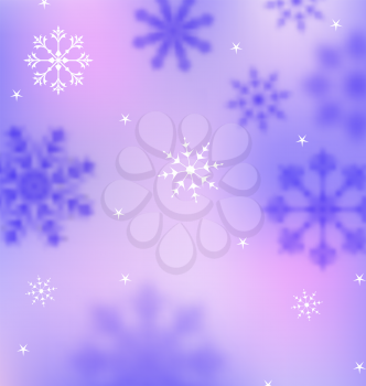 Illustration Winter Wallpaper with Snowflakes, Blurred Banner - Vector