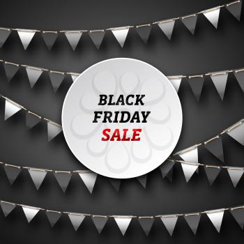 Black Friday Poster with Bunting Pennants, Advertising Design - Illustration Vector
