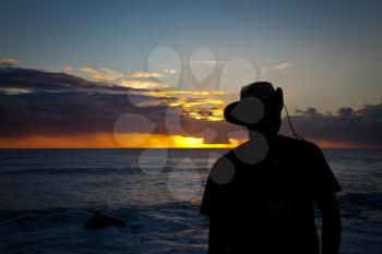 Royalty Free Photo of a Pacific Sunset at Easter Island