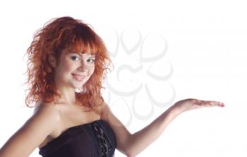 pretty red-haired girl with wintage photocamera