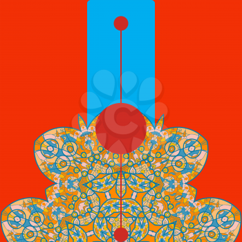 Vintage half of mandala on red with place for your text. eps10