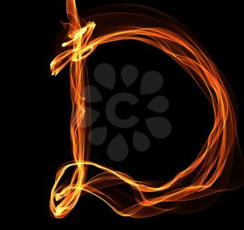 Royalty Free Clipart Image of a D Letter in Fire