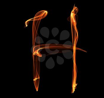 Royalty Free Clipart Image of a Letter H in Fire
