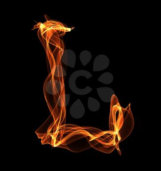 Royalty Free Clipart Image of a Letter L in Fire