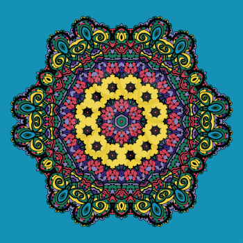 Bright color mandala design. Indian motif. Tribal design elements.