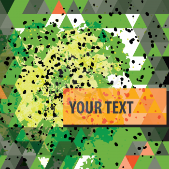 Bright green colorful triangles background frame for text