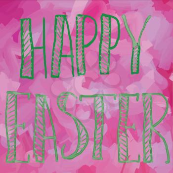 Happy Easter Green on Pink Print Greeting Card Lettering