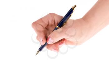 Royalty Free Photo of a Woman Holding a Pen