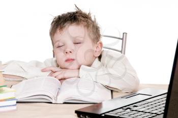 boy pupil sleeps for in time  homework