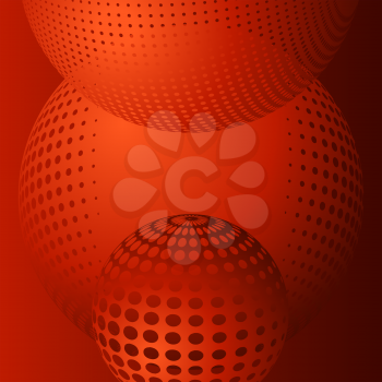 Royalty Free Clipart Image of an Abstract Red Spheres Background