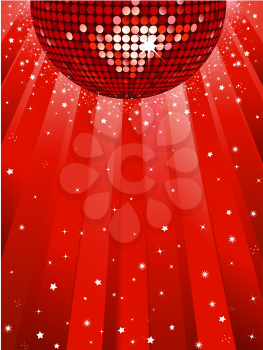 Royalty Free Clipart Image of a Red Disco Ball Background