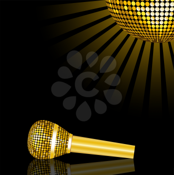 Royalty Free Clipart Image of a Disco Ball and Microphone