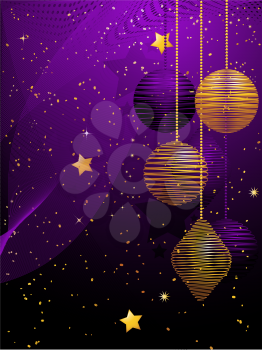 Royalty Free Clipart Image of a Purple Christmas Background 