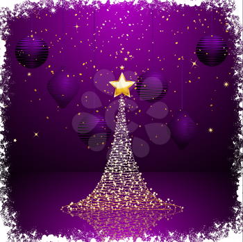 Royalty Free Clipart Image of a Purple Christmas Background