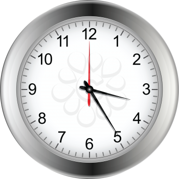 Silver vector wall clock with white face