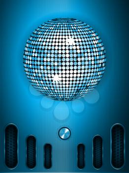 Disco Ball and Dial Over Blue Brushed Metallic Panel Portrait Background