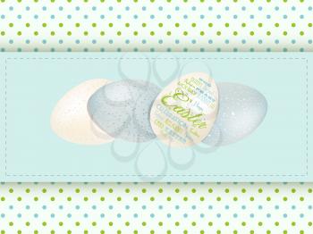 Light Blue Panel Background with Easter Eggs and Polka Dots