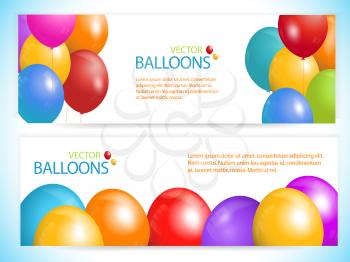 Balloon banners on a white background  with sample text