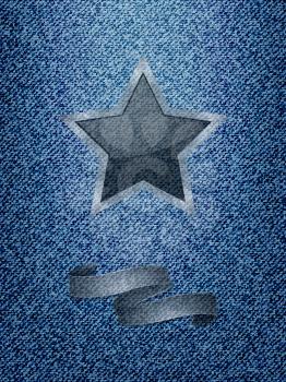 Blue Denim Texture Background With Star and Banner