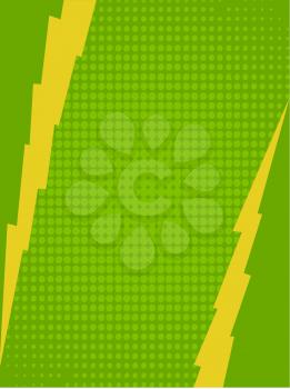 Cartoons Comics Style Blank Copy Space in Green With Yellow Lightning And Dots