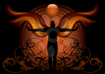 Royalty Free Clipart Image of a Fiery Angel