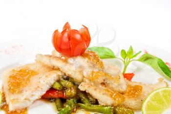 Royalty Free Photo of Halibut on Vegetables