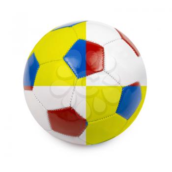Soccer ball colored by flag of Poland and Ukraine on white