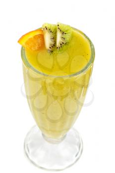 kiwi and passionfruit ice cocktail on a white