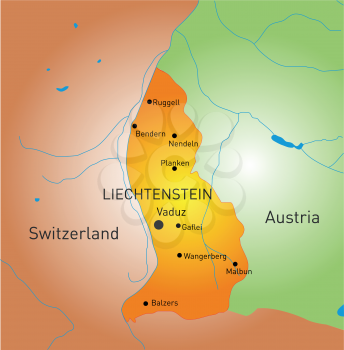 Vector detailed map of Liechtenstein country