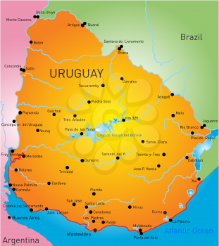 Vector color map of Uruguay