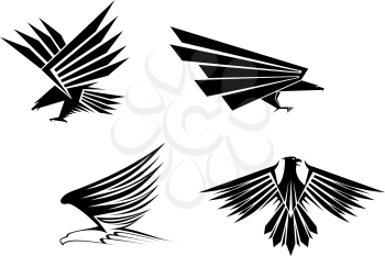 Royalty Free Clipart Image of a Set of Eagles