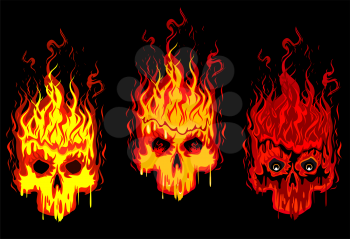 Burning skulls for tattoo or mascot design