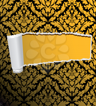 Damask seamless background with hole for design