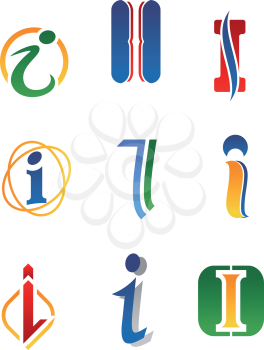 Set of alphabet symbols and elements of letter I