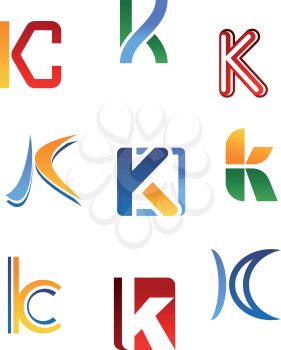 Set of alphabet symbols and elements of letter K