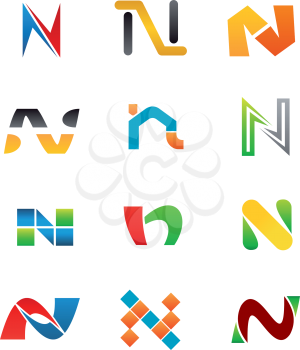 Set Of Alphabet Symbols And Elements Of Letter N