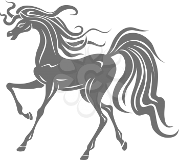 Silhouette of gray horse for equestrian design