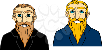 Senior man with beard in cartoon style