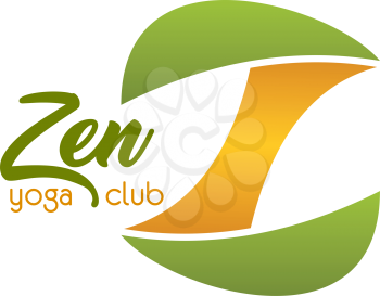 Zen yoga club vector sign. Colorful vector emblem for yoga studio or club. Concept of meditation and relaxation. Abstract badge wellness center or yoga club, isolated on white background