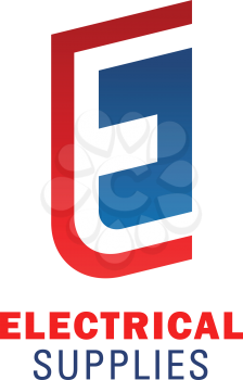 Letter E icon for electrical supplies shop or electricity and power construction company. Vector energy symbol of letter E for lighting equipment service store or repair solutions corporation