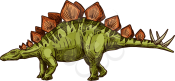 Stegosaurus isolated cartoon triceraptor graze. Vector kentrosaurus prehistoric predator animal