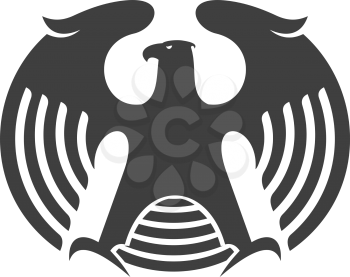 Vector illustration of a powerful eagle silhouette with round wings