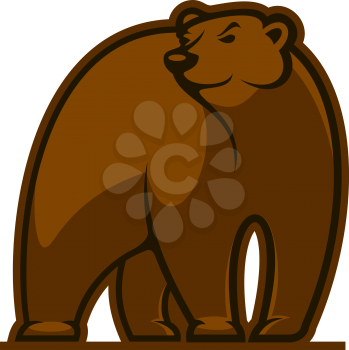 Walking grizzly bear mascot in cartoon style