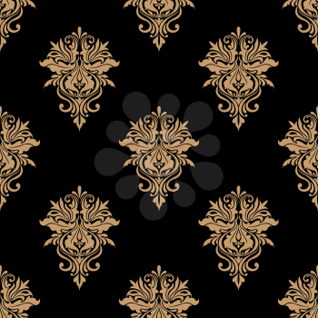 Black and beige floral seamless pattern with vintage flowers for wallpaper design
