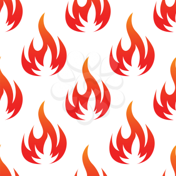 Fire seamless pattern with red and orange flames for design
