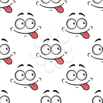 Seamless background pattern of a cartoon face with googly eyes licking its lips in anticipation