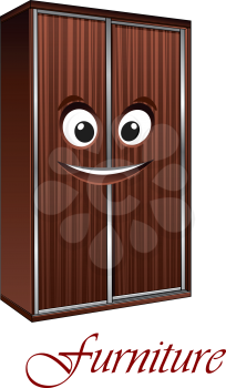 Cute cartoon smiling wardrobe character for furniture and interior design 